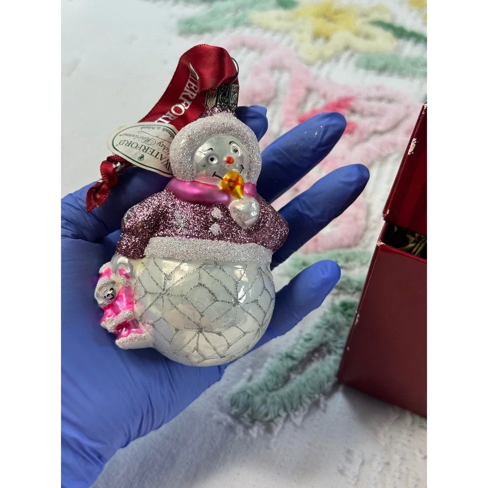 Waterford Holiday Heirlooms Avoca Annie Snowman Glass Ornament 139084 Poland